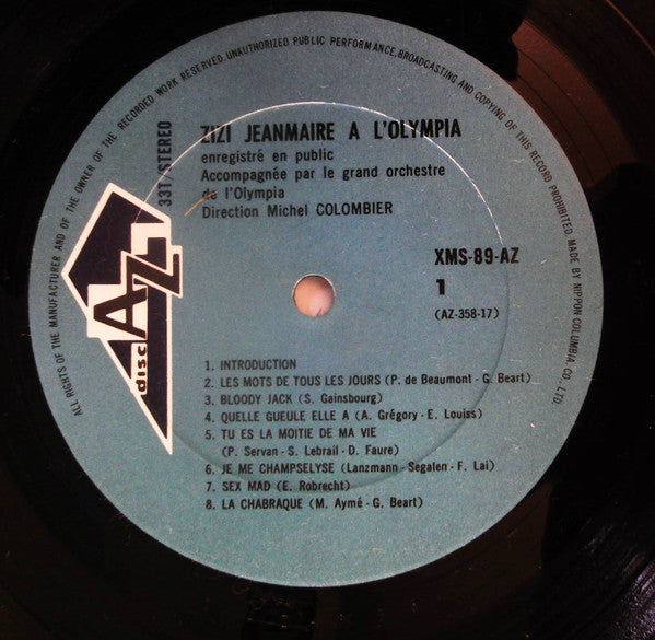 Zizi Jeanmaire - Zizi Jeanmaire A L'Olympia (Vinyl, LP, Album) Very Good Plus (VG+) / Good Plus (G+)