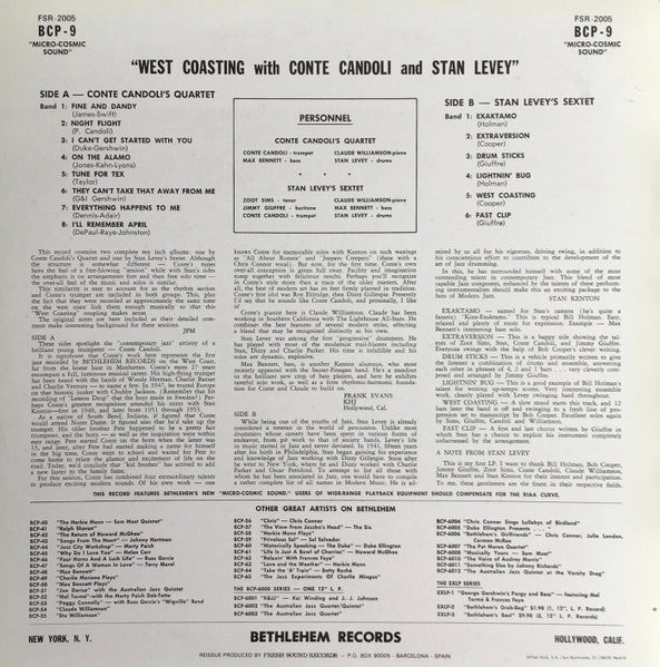 The Conte Candoli Quartet - West Coasting With Conte Candoli And Stan Levey (Spanish Reissue) (Vinyl, LP, Compilation) Very Good Plus (VG+) / Very Good (VG)