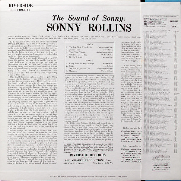 Sonny Rollins - The Sound Of Sonny (Vinyl, LP, Album, Reissue, Mono)