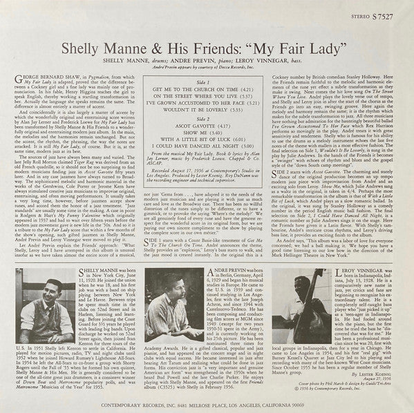 Shelly Manne & His Friends - Modern Jazz Performances Of Songs From My Fair Lady (Vinyl, LP, Album, Reissue, Stereo) Near Mint (NM or M-) / Near Mint (NM or M-)