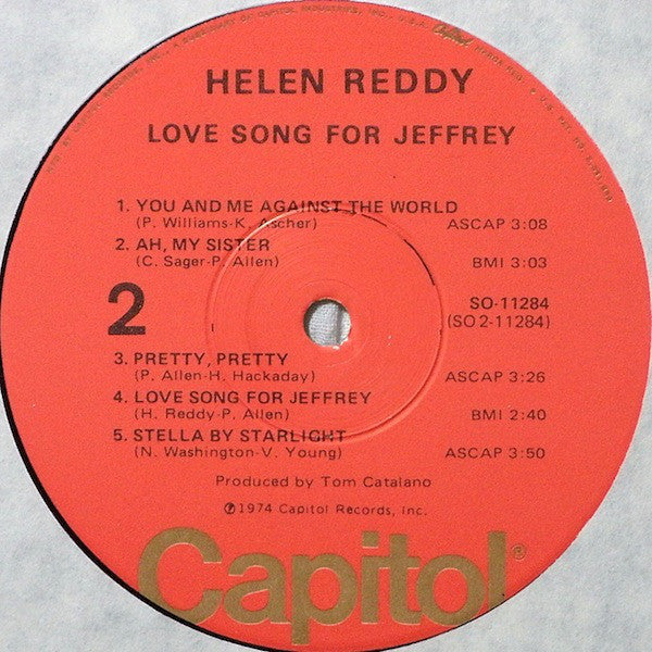 Helen Reddy - Love Song For Jeffrey (Vinyl, LP, Album) Good Plus (G+) / Very Good Plus (VG+)