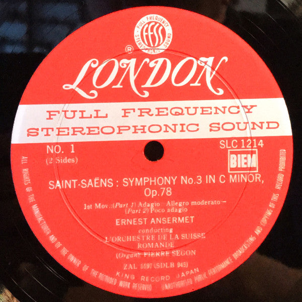 Camille Saint-Saëns - Symphony No.3 (Vinyl, LP, Stereo) Very Good Plus (VG+) / Very Good (VG)