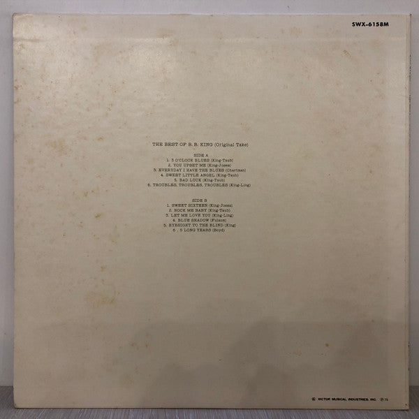 B.B. King - Best Of King B.B. / Original Take (Vinyl, LP, Compilation, Mono) Very Good Plus (VG+) / Very Good Plus (VG+)