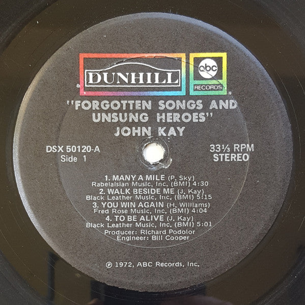 John Kay - Forgotten Songs & Unsung Heroes (Vinyl, LP, Album, Club Edition, Stereo) Very Good (VG) / Very Good (VG)