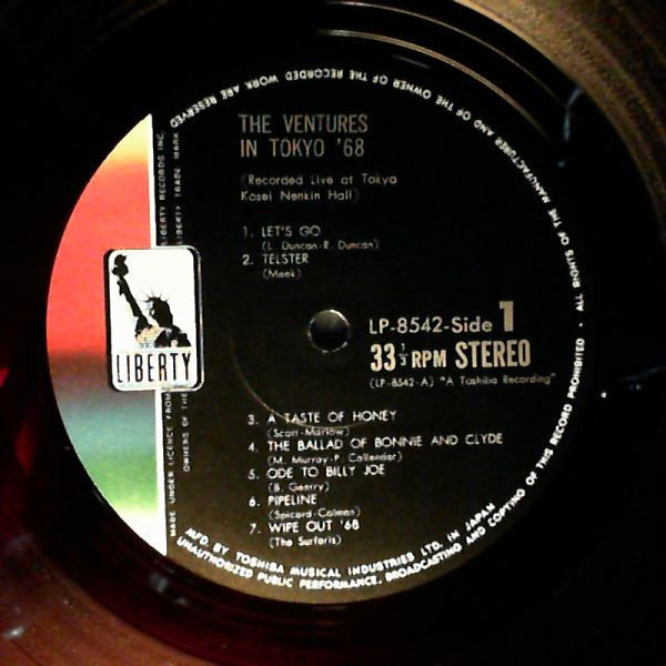 The Ventures - In Tokyo '68 (Vinyl, LP, Album, Stereo) Good Plus (G+) / Good Plus (G+)