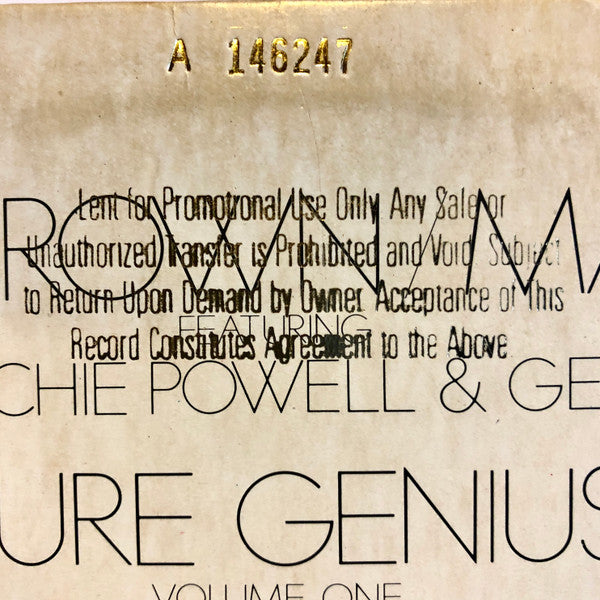 Clifford Brown And Max Roach - Pure Genius (Volume One) (Vinyl, LP, Album, Promo) Very Good Plus (VG+) / Very Good Plus (VG+)
