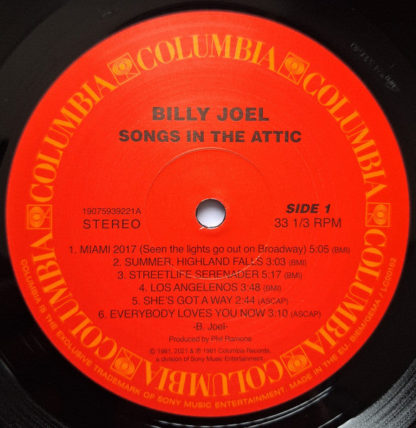 Billy Joel - Songs In The Attic (Vinyl, LP, Album, Reissue, Stereo) Very Good Plus (VG+) / Near Mint (NM or M-)