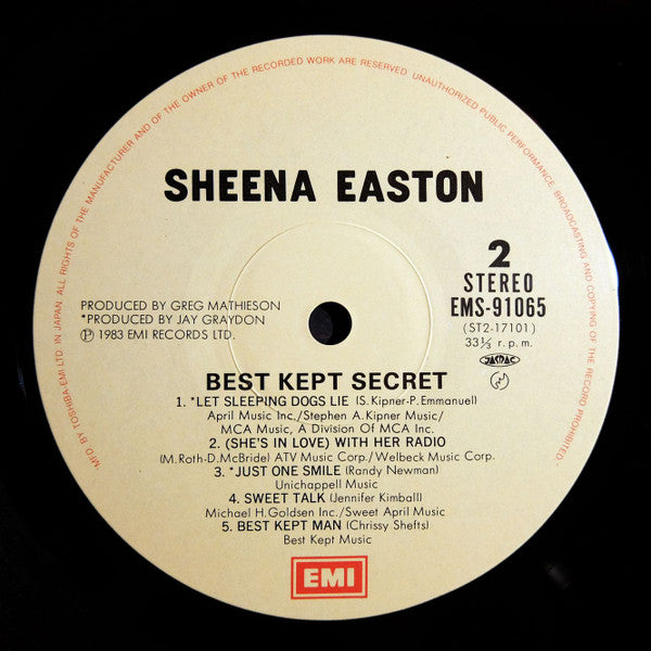 Sheena Easton - Best Kept Secret = Secrecy (Vinyl, LP, Album, Limited Edition, Stereo) Near Mint (NM or M-) / Very Good Plus (VG+)