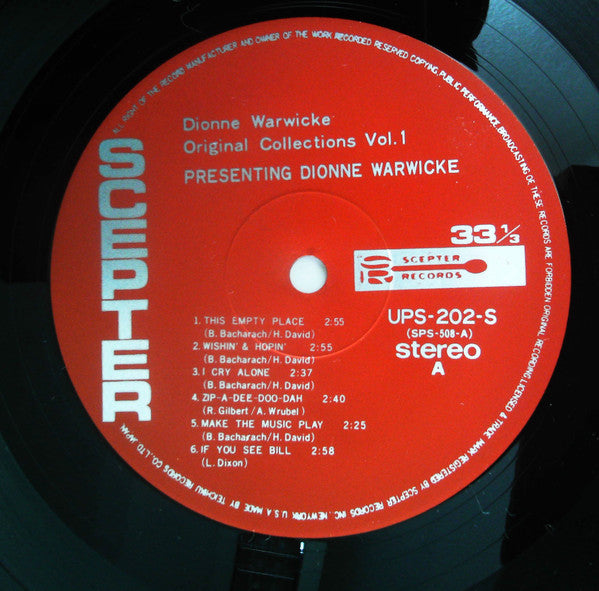 Dionne Warwick - Presenting Dionne Warwick (Vinyl, LP, Album, Reissue, Stereo) Very Good Plus (VG+) / Very Good (VG)