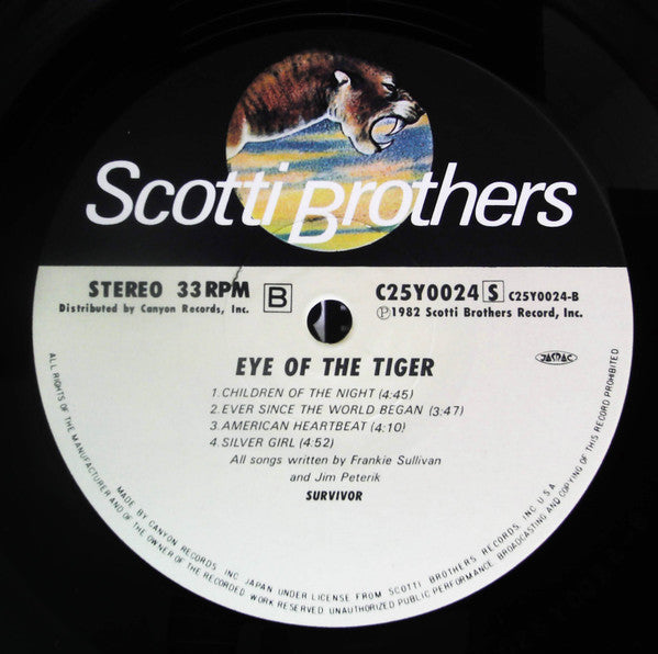 Survivor - Eye Of The Tiger (Vinyl, LP, Album, Stereo) Very Good Plus (VG+) / Very Good Plus (VG+)