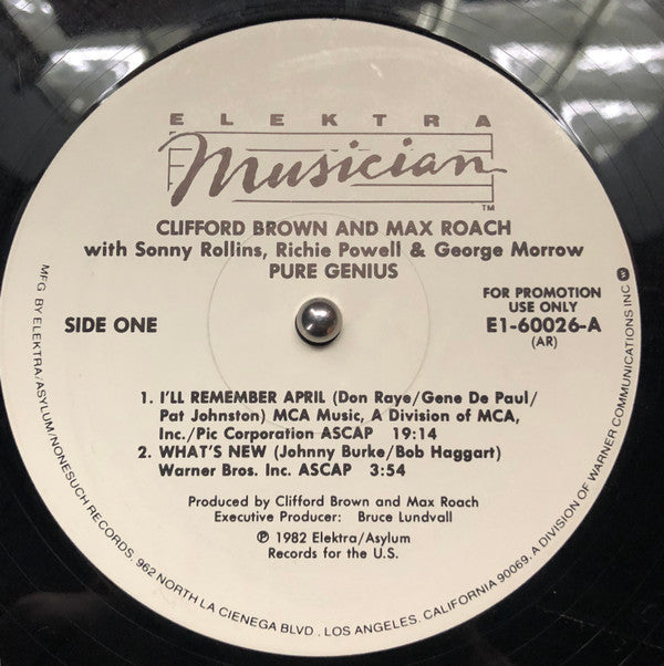 Clifford Brown And Max Roach - Pure Genius (Volume One) (Vinyl, LP, Album, Promo) Very Good Plus (VG+) / Very Good Plus (VG+)