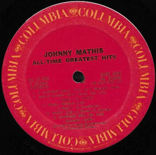 Johnny Mathis - Johnny Mathis' All-Time Greatest Hits (2xVinyl, LP, Compilation, Reissue) Very Good Plus (VG+) / Very Good (VG)