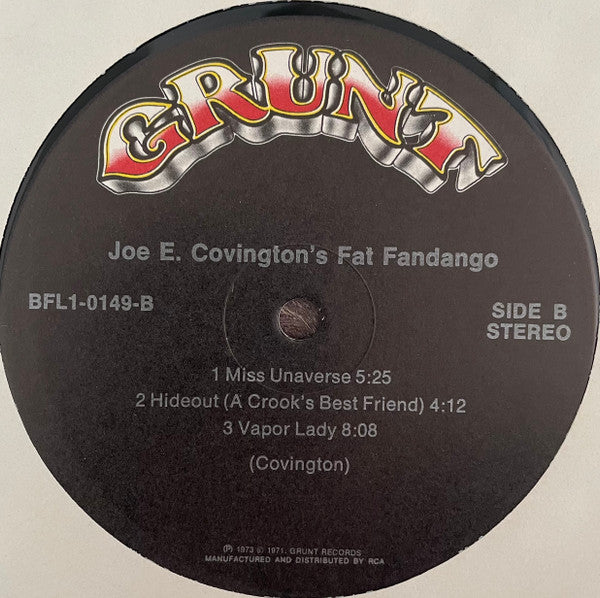 Joe E. Covington's Fat Fandango - Joe E. Covington's Fat Fandango (Vinyl, LP, Album, Stereo) Very Good Plus (VG+) / Good Plus (G+)