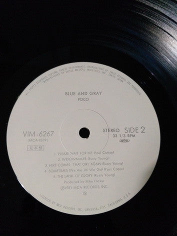 Poco (3) - Blue And Gray (Vinyl, LP, Promo) Very Good (VG) / Good Plus (G+)