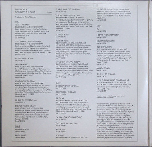 Billie Holiday - God Bless The Child (2xVinyl, LP, Album, Compilation, Repress, Mono) Very Good Plus (VG+) / Very Good (VG)