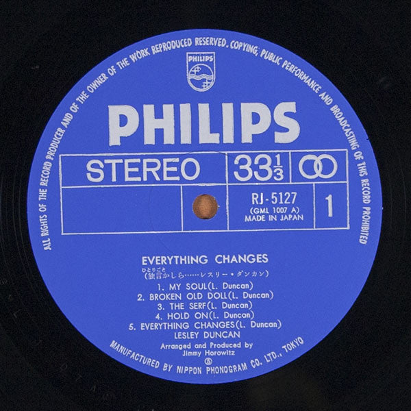 Lesley Duncan - Everything Changes (Vinyl, LP, Album) Very Good Plus (VG+) / Very Good (VG)
