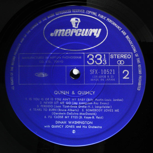 Dinah Washington - Queen & Quincy (Vinyl, LP, Reissue, Stereo) Very Good Plus (VG+) / Very Good Plus (VG+)