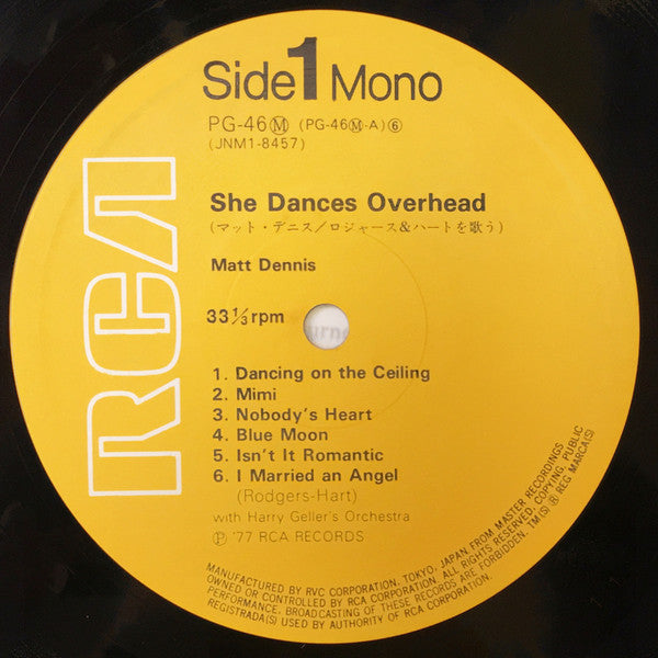 Matt Dennis - She Dances Overhead (Vinyl, LP, Reissue, Mono) Very Good (VG) / Very Good (VG)