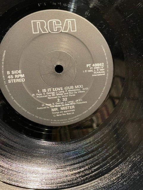 Mr. Mister - Is It Love (Vinyl, 12", 45 RPM, Maxi-Single) Very Good (VG) / Very Good Plus (VG+)