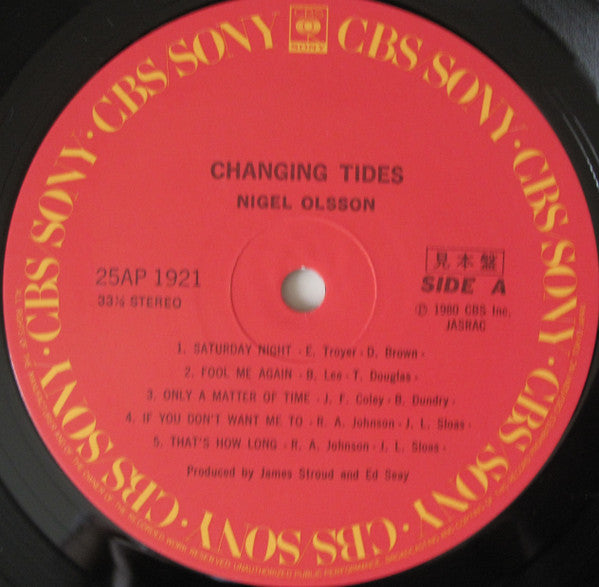 Nigel Olsson - Changing Tides (Vinyl, LP, Album, Promo) Very Good Plus (VG+) / Good (G)