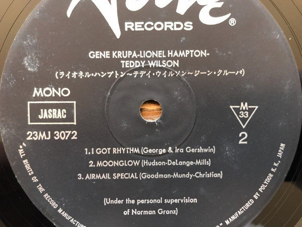 Gene Krupa - Gene Krupa - Lionel Hampton - Teddy Wilson (Vinyl, LP, Album, Mono) Very Good Plus (VG+) / Very Good Plus (VG+)