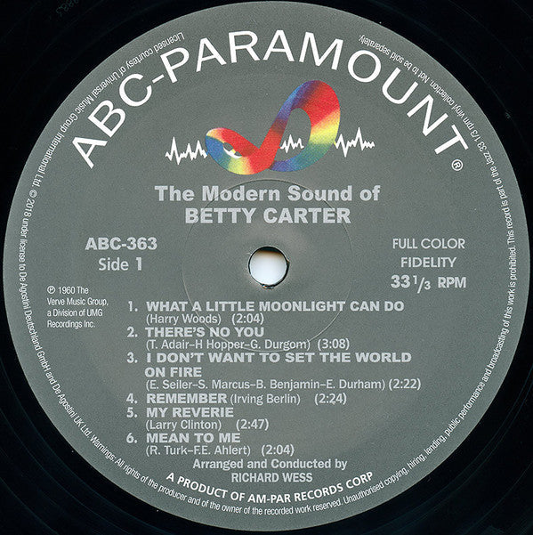 Betty Carter - The Modern Sound Of Betty Carter (Vinyl, LP, Album, ...