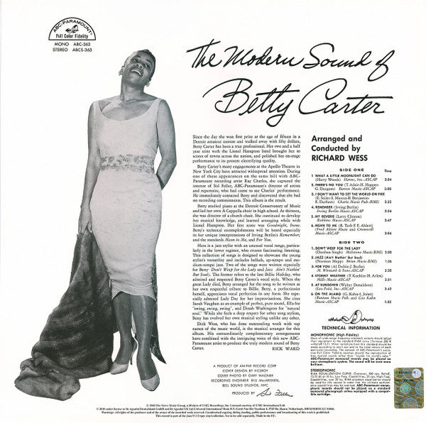 Betty Carter - The Modern Sound Of Betty Carter (Vinyl, LP, Album, ...