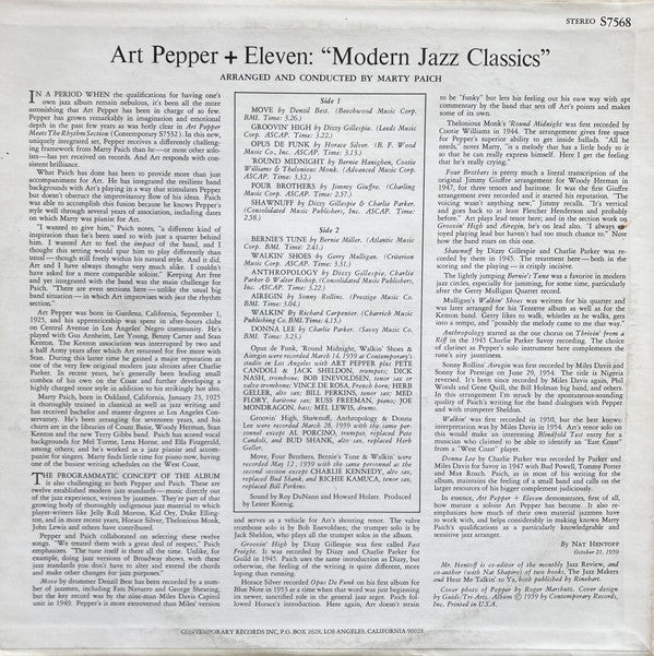 Art Pepper - Art Pepper + Eleven (Modern Jazz Classics) (Vinyl, LP, Stereo) Very Good (VG) / Very Good (VG)