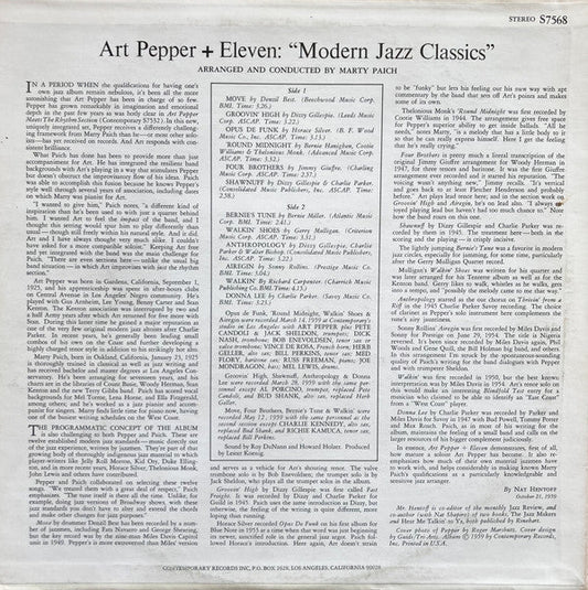 Art Pepper - Art Pepper + Eleven (Modern Jazz Classics) (Vinyl, LP, Stereo) Very Good (VG) / Very Good (VG)