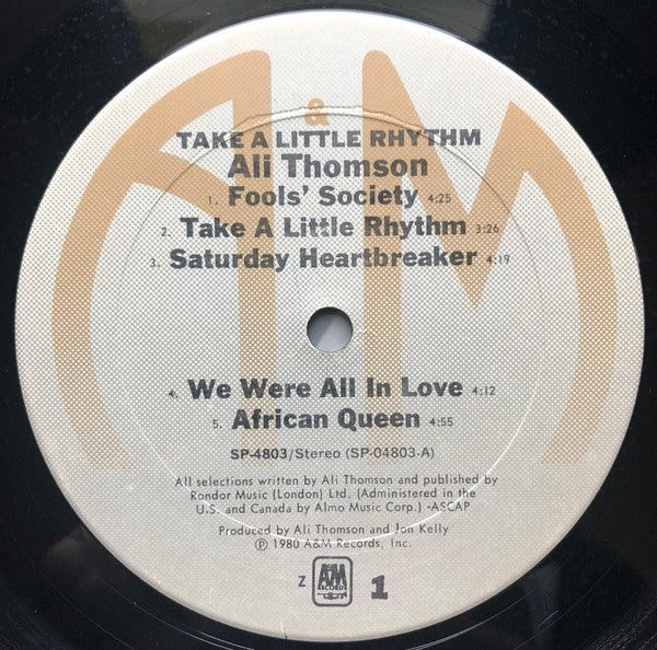 Ali Thomson - Take A Little Rhythm (Vinyl, LP, Album) Very Good (VG) / Very Good (VG)