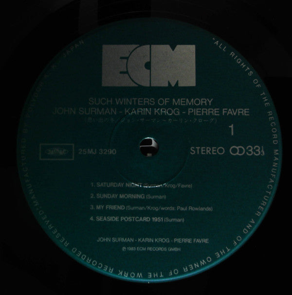 John Surman - Such Winters Of Memory (Vinyl, LP, Album) Very Good Plus (VG+) / Very Good Plus (VG+)