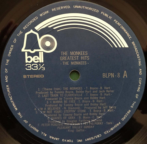 The Monkees - The Monkees Greatest Hits (Vinyl, LP, Compilation) Very Good (VG) / Very Good Plus (VG+)