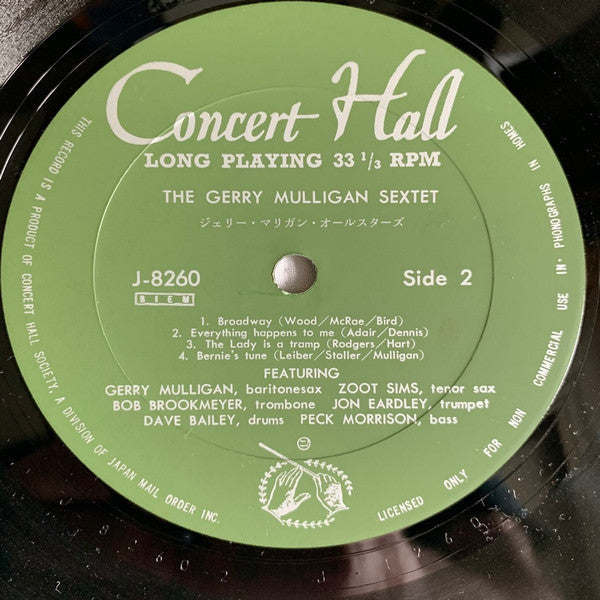 Gerry Mulligan - The Gerry Mulligan Sextet (Vinyl, LP) Very Good Plus (VG+) / Very Good Plus (VG+)