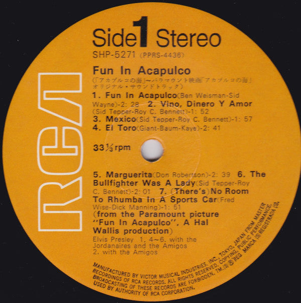 Elvis Presley - Fun In Acapulco = アカプルコの海 (Vinyl, LP, Album, Reissue, Stereo) Very Good Plus (VG+) / Very Good Plus (VG+)