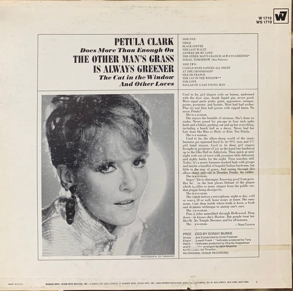 Petula Clark - The Other Man's Grass Is Always Greener (Vinyl, LP, Album, Stereo) Very Good (VG) / Good (G)