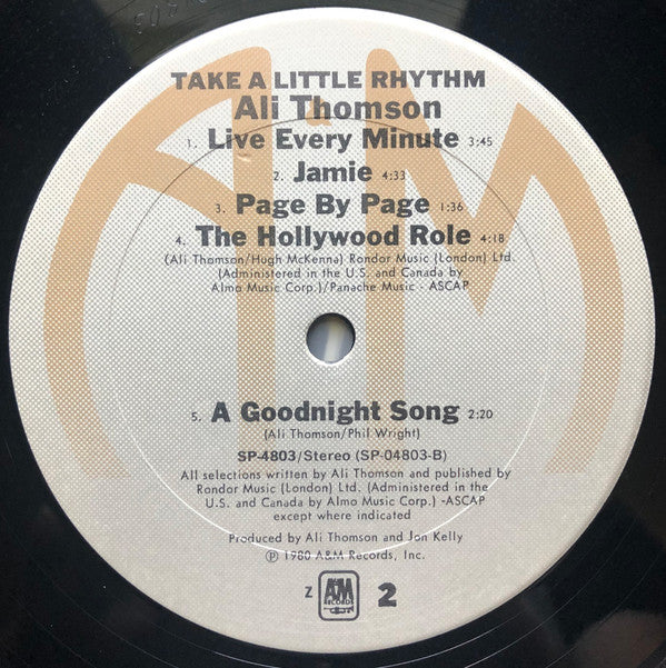 Ali Thomson - Take A Little Rhythm (Vinyl, LP, Album) Very Good (VG) / Very Good (VG)