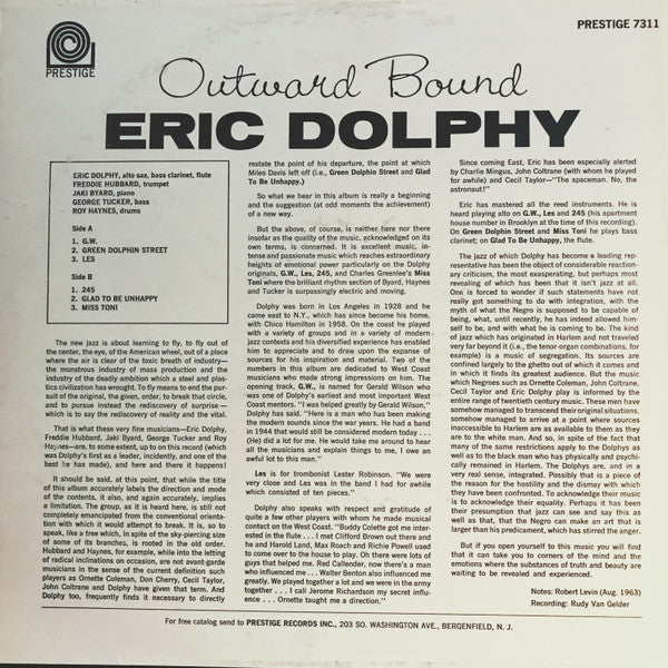 Eric Dolphy Quintet - Outward Bound (LP, Album, Reissue, Stereo) - Very Good Plus (VG+) / Very Good (VG)