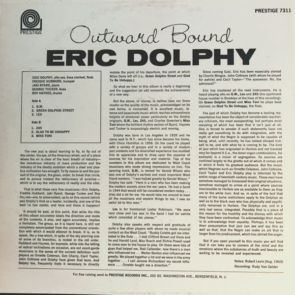 Eric Dolphy - Outward Bound (Vinyl, LP, Album, Reissue, Stereo) Very Good (VG) / Very Good (VG)
