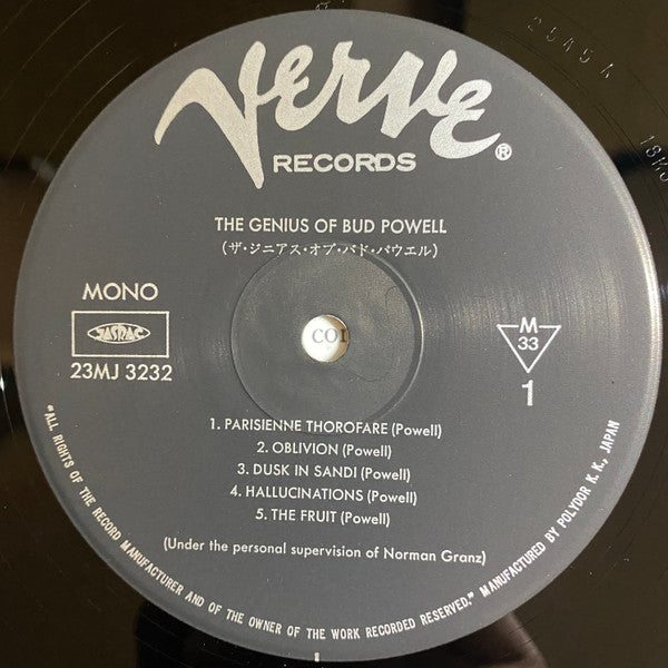 Bud Powell - The Genius Of Bud Powell (Vinyl, LP, Compilation, Reissue, Mono) Near Mint (NM or M-) / Very Good Plus (VG+)