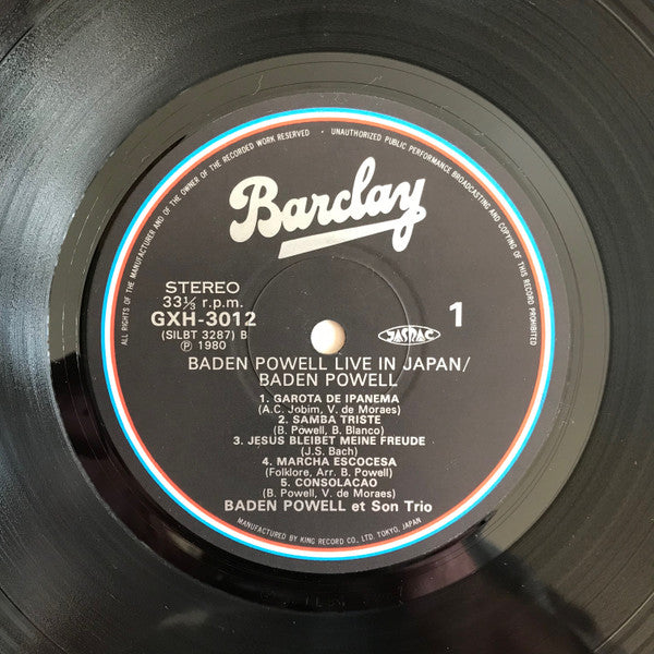 Baden Powell - Live In Japan (Vinyl, LP, Album, Reissue) Very Good Plus (VG+) / Very Good Plus (VG+)