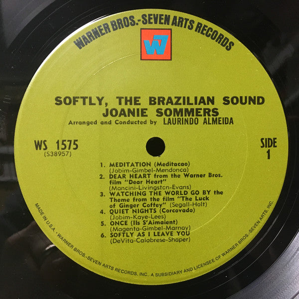 Joanie Sommers - Softly, The Brazilian Sound (Vinyl, LP, Album, Repress, Stereo) Very Good (VG) / Good Plus (G+)