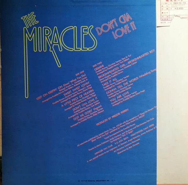 The Miracles - Don't Cha Love It (Vinyl, LP, Album, Promo) Very Good Plus (VG+) / Good Plus (G+)