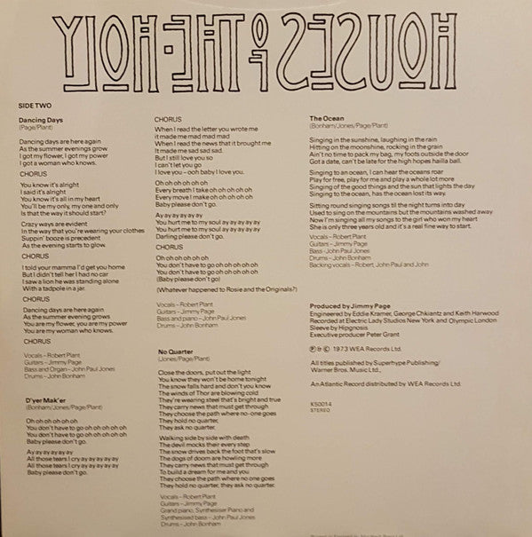 Led Zeppelin - Houses Of The Holy (Vinyl, LP, Album, Reissue) Very Good Plus (VG+) / Very Good Plus (VG+)