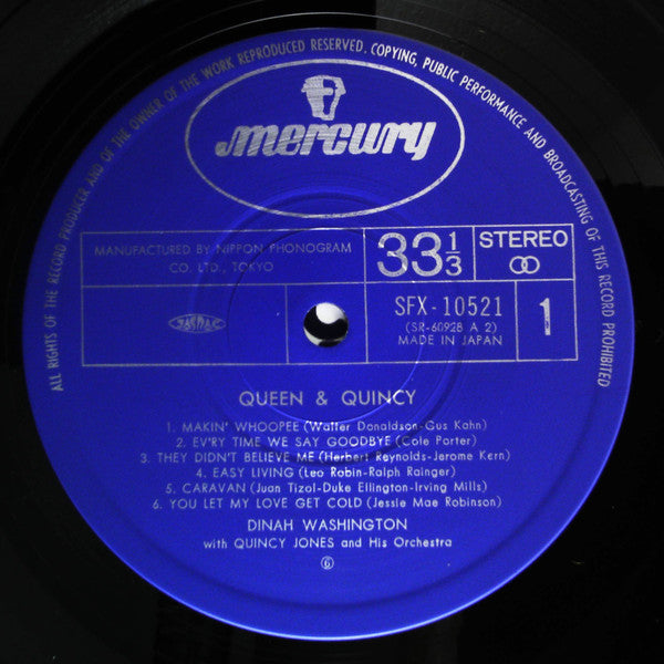 Dinah Washington - Queen & Quincy (Vinyl, LP, Reissue, Stereo) Very Good Plus (VG+) / Very Good Plus (VG+)