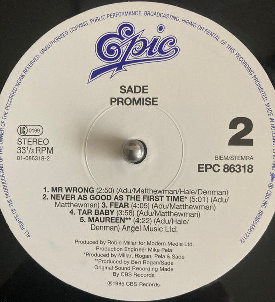 Sade - Promise (Vinyl, LP, Album, Reissue, Remastered) Very Good Plus (VG+) / Very Good Plus (VG+)