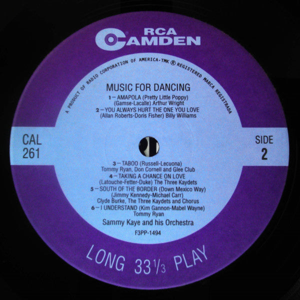 Sammy Kaye And His Orchestra - Music For Dancing (Vinyl, LP, Album, Reissue, Mono) Very Good Plus (VG+) / Very Good Plus (VG+)