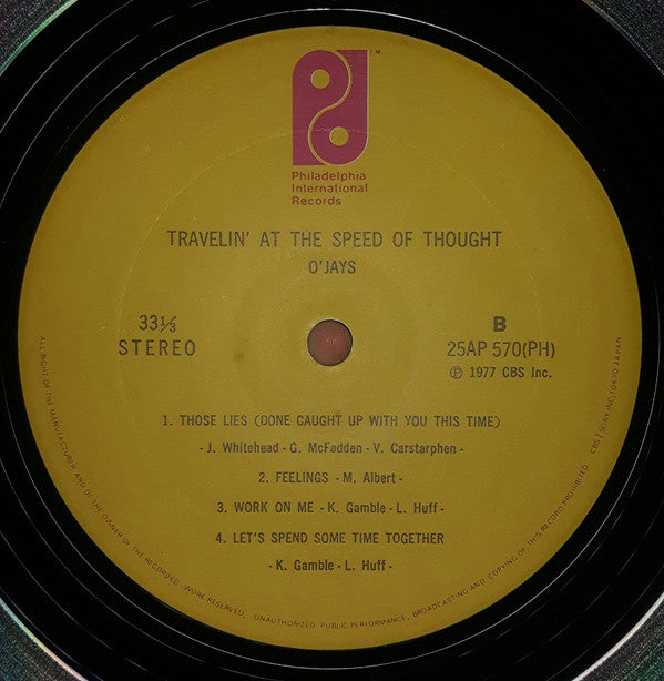 The O'Jays - Travelin' At The Speed Of Thought (Vinyl, LP, Album) Very Good (VG) / Very Good (VG)