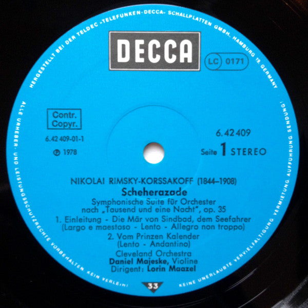 Nikolai Rimsky-Korsakov - Scheherazade (Vinyl, LP, Album) Near Mint (NM or M-) / Very Good Plus (VG+)