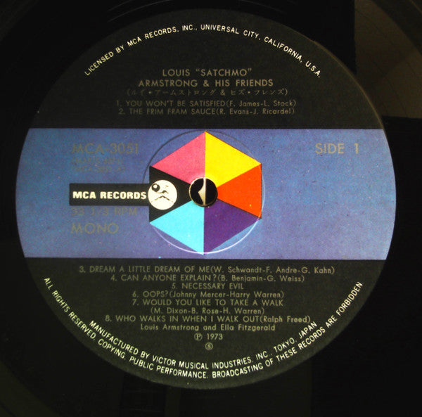 Louis Armstrong - Louis "Satchmo" Armstrong And His Friends (Vinyl, LP, Compilation, Mono) Very Good (VG) / Good (G)