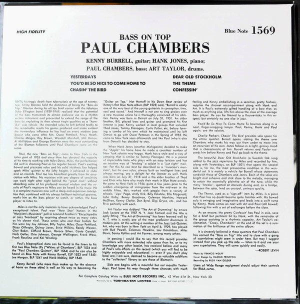 Paul Chambers Quartet - Bass On Top (Vinyl, LP, Album, Reissue, Stereo) Near Mint (NM or M-) / Near Mint (NM or M-)